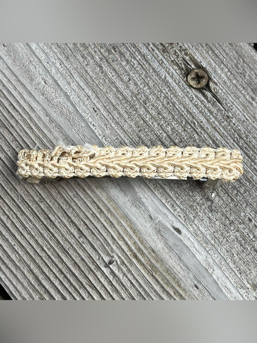 vintage beige laced rectangle french barrette clip